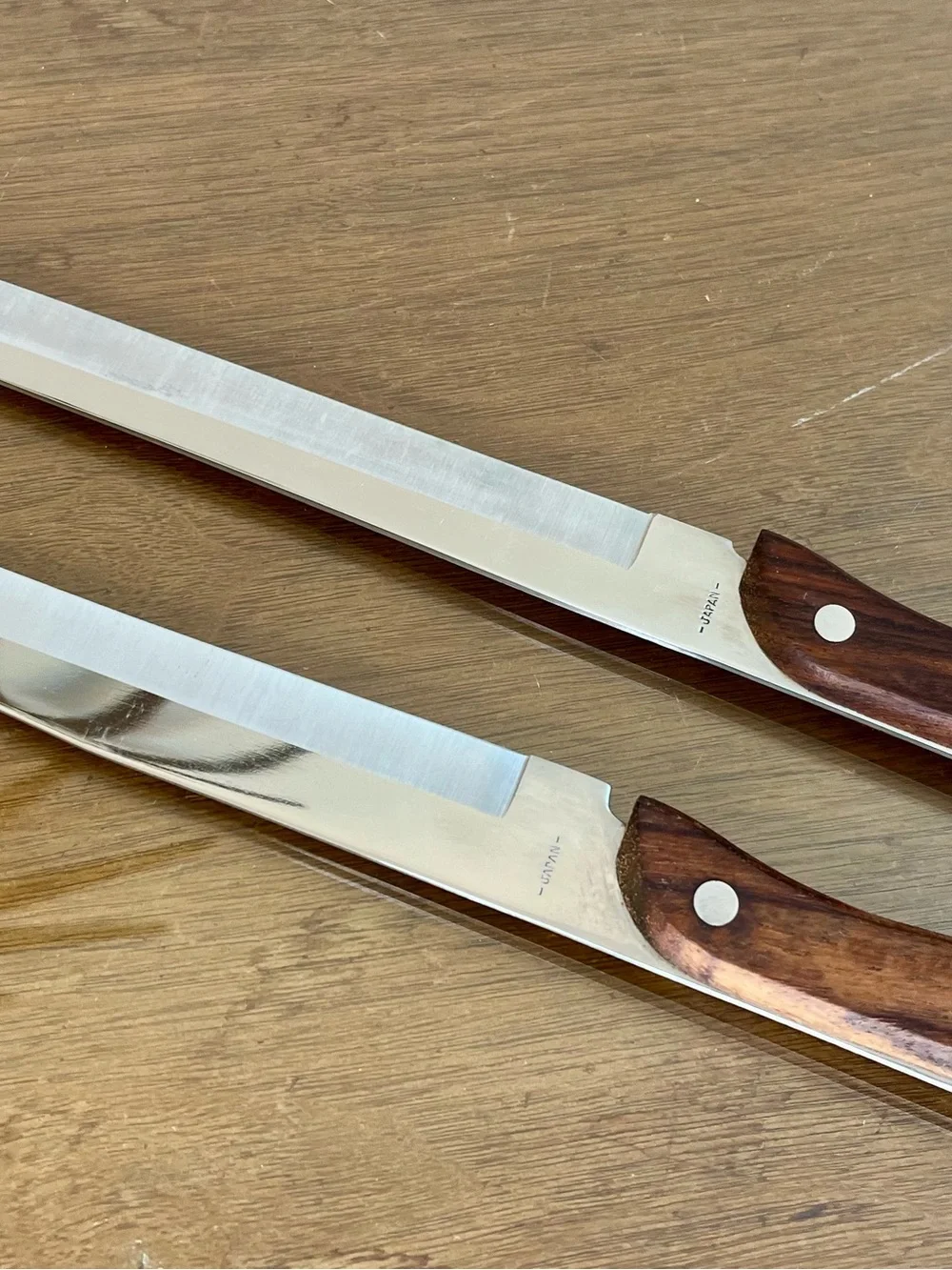 Vintage RS Carving Knife Set Stainless Steel Japan 8” & 10.5” Mid Century Knives
